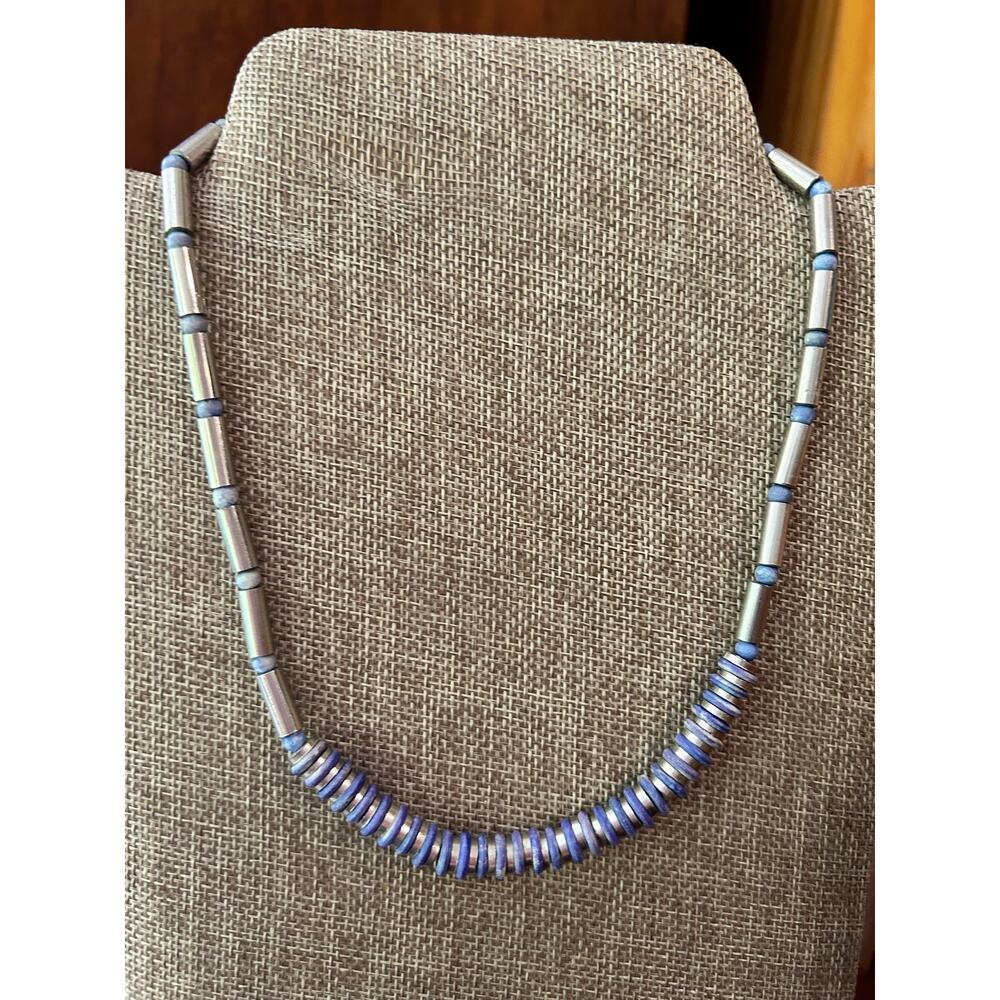 Men’s 18" Lapis Lazuli & Labradorite Necklace Diamond Cut Blue Stone